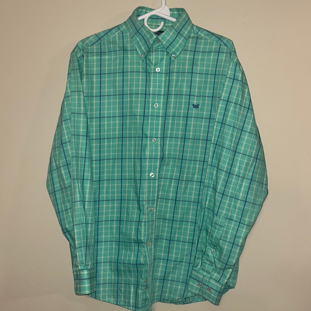 Southern Marsh Men’s 100% Cotton Plaid Shirt Button Up Long Sleeve Green Sz: Med